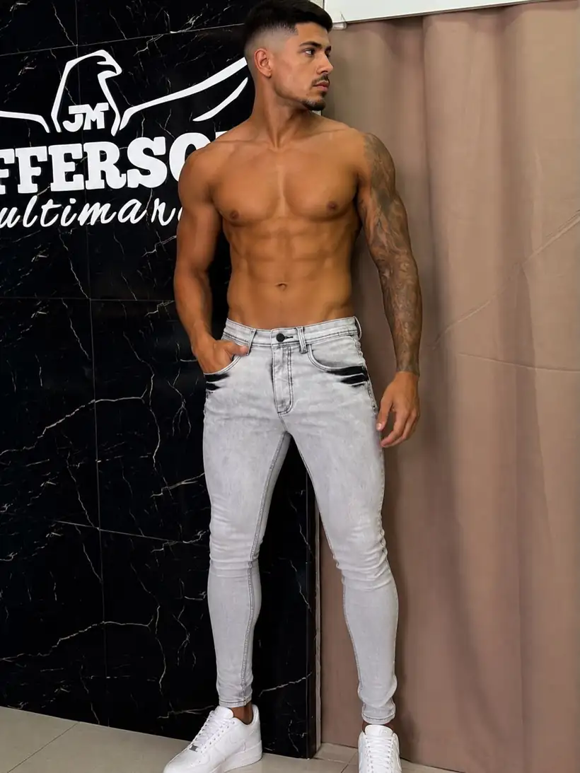 Calça Skinny Cinza